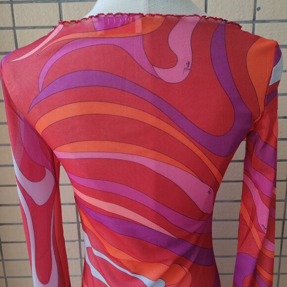 Pucci pink vortex see-through fitted long dress - Picture 5 of 11